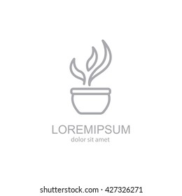 Web line icon. Flower in a pot