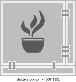 Web line icon. Flower in a pot