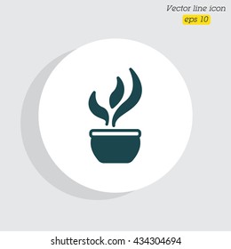 Web line icon. Flower in a pot