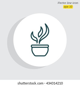 Web line icon. Flower in a pot