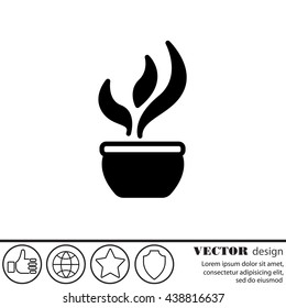 Web line icon. Flower in a pot