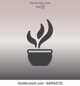 Web line icon. Flower in a pot