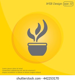 Web line icon. Flower in a pot