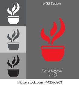 Web line icon. Flower in a pot