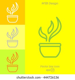 Web line icon. Flower in a pot