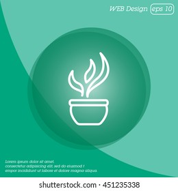 Web line icon. Flower in a pot