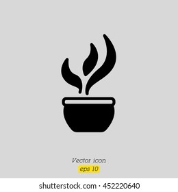 Web line icon. Flower in a pot