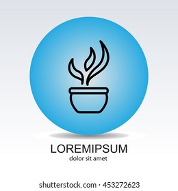 Web line icon. Flower in a pot