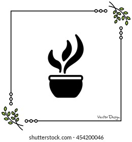 Web line icon. Flower in a pot