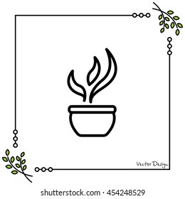 Web line icon. Flower in a pot