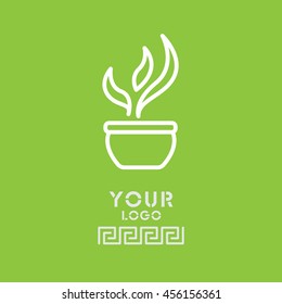 Web line icon. Flower in a pot