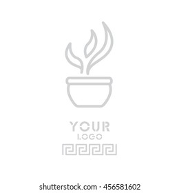 Web line icon. Flower in a pot
