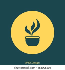 Web line icon. Flower in a pot