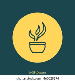 Web line icon. Flower in a pot