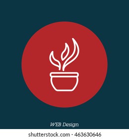 Web line icon. Flower in a pot