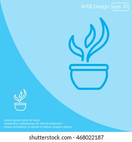 Web line icon. Flower in a pot