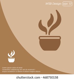 Web line icon. Flower in a pot