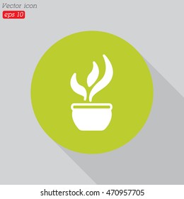 Web line icon. Flower in a pot