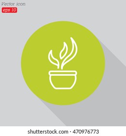 Web line icon. Flower in a pot