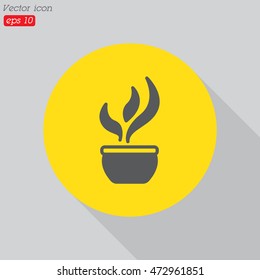 Web line icon. Flower in a pot