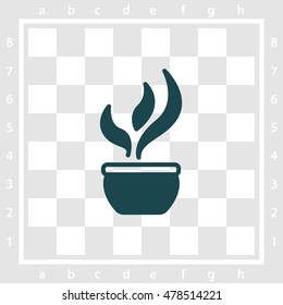 Web line icon. Flower in a pot