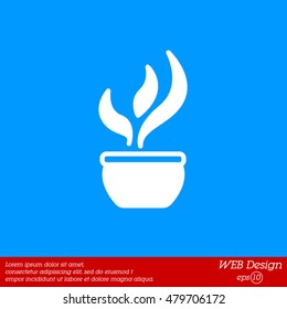 Web line icon. Flower in a pot