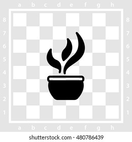 Web line icon. Flower in a pot