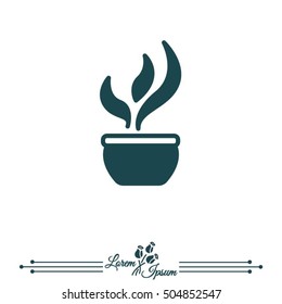 Web line icon. Flower in a pot
