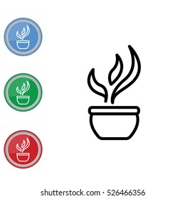 Web line icon. Flower in a pot