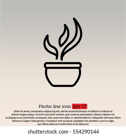 Web line icon. Flower in a pot
