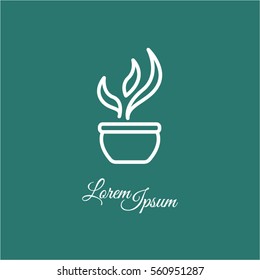 Web line icon. Flower in a pot