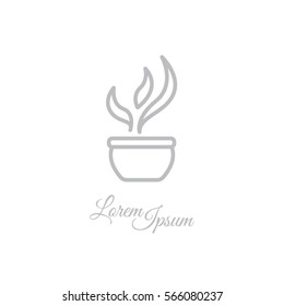 Web line icon. Flower in a pot