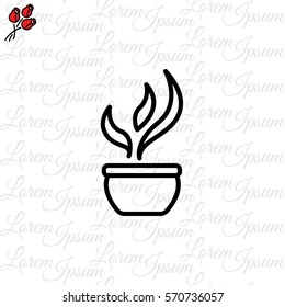 Web line icon. Flower in a pot
