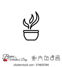 Web line icon. Flower in a pot