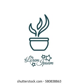 Web line icon. Flower in a pot
