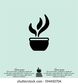 Web line icon. Flower in a pot