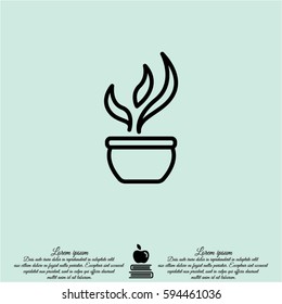 Web line icon. Flower in a pot