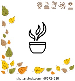 Web line icon. Flower in a pot