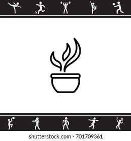 Web line icon. Flower in a pot