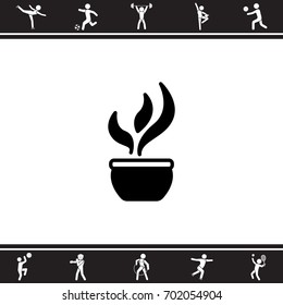 Web line icon. Flower in a pot