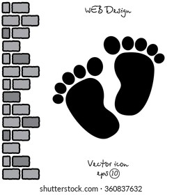 Web line icon. Footprints,prints of children's feet