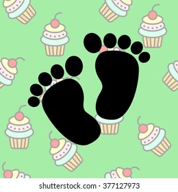 Web line icon. Footprints,prints of children's feet