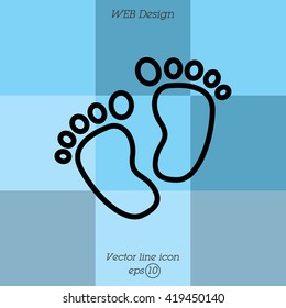 Web line icon. Footprints,prints of children's feet