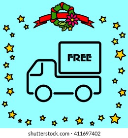 Web line icon. Free delivery