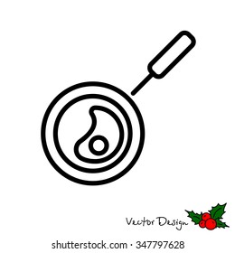 Web line icon. Fried eggs in a frying pan, Omelette