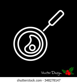 Web line icon. Fried eggs in a frying pan, Omelette