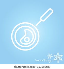 Web line icon. Fried eggs in a frying pan, Omelette