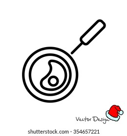 Web line icon. Fried eggs in a frying pan, Omelette