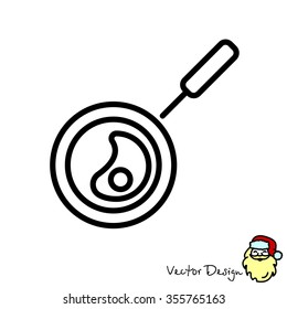 Web line icon. Fried eggs in a frying pan, Omelette
