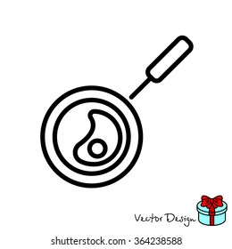 Web line icon. Fried eggs in a frying pan, Omelette